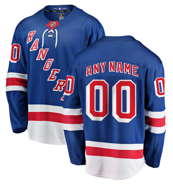 Men's New York Rangers Custom Blue Stitched Jersey Men's New York Rangers Custom Blue Stitched Jersey